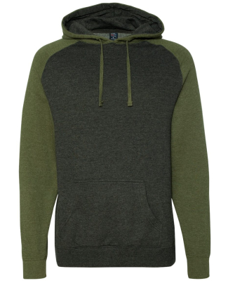 Independent Trading Company IND40RP Unisex Raglan  in Charcoal heather/ army heather