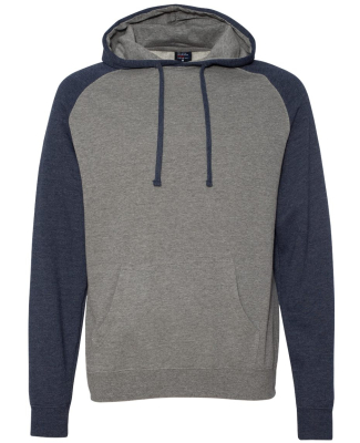 Independent Trading Company IND40RP Unisex Raglan  in Gunmetal heather/ classic navy heather