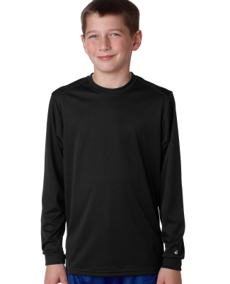 Badger Sportswear 2104 Youth B-Core Long Sleeve T- in Black