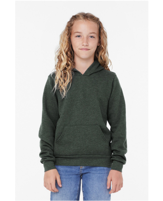 Bella + Canvas 3719Y Youth Sponge Fleece Hooded Sw in Heather forest