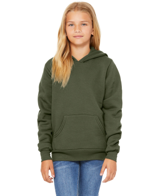 Bella + Canvas 3719Y Youth Sponge Fleece Hooded Sw in Military green