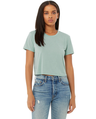 Bella + Canvas 8882 Women's Flowy Cropped Tee in Dusty blue