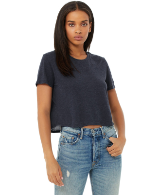 Bella + Canvas 8882 Women's Flowy Cropped Tee in Heather navy