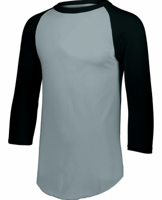 Augusta Sportswear 4420 Three-Quarter Sleeve Baseb in Athletic heather/ black
