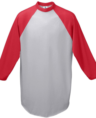 Augusta Sportswear 4420 Three-Quarter Sleeve Baseb in Athletic heather/ red