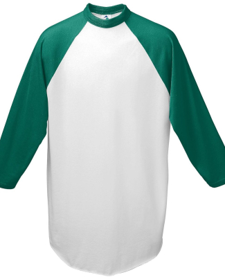 Augusta Sportswear 4420 Three-Quarter Sleeve Baseb in White/ dark green