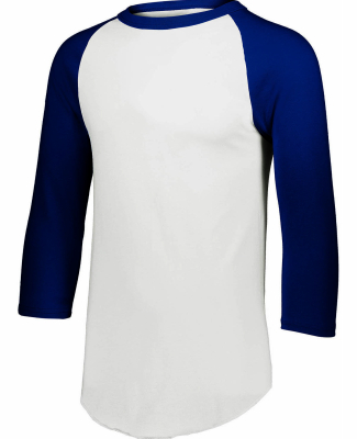 Augusta Sportswear 4420 Three-Quarter Sleeve Baseb in White/ navy