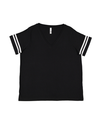 LA T 3837 Curvy Collection Women's Vintage Footbal in Black solid/ white