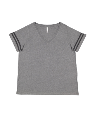 LA T 3837 Curvy Collection Women's Vintage Footbal in Granite heather/ vintage smoke