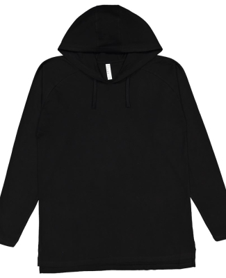 LA T 6917 Fine Jersey Long Sleeve Hooded Raglan T- in Black