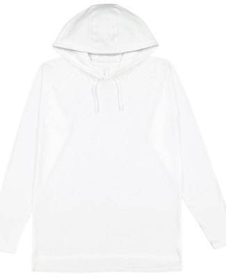 LA T 6917 Fine Jersey Long Sleeve Hooded Raglan T- in White
