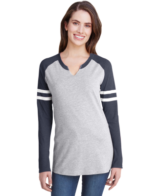 LA T 3534 Ladies' Gameday Mash Up Long-Sleeve T-Sh in Vintage heather/ vintage navy