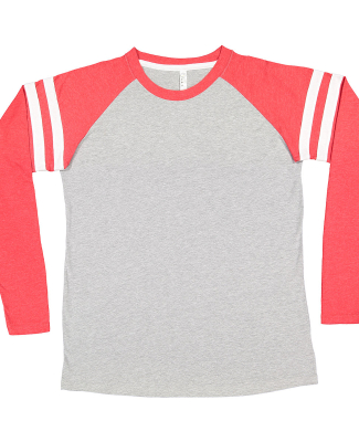 LA T 6934 Men's Gameday Mash Up Long-Sleeve T-Shir in Vintage heather/ vintage red