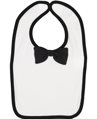 Rabbit Skins 1002 Infant Baby Rib Bow Tie Bib in White/ black