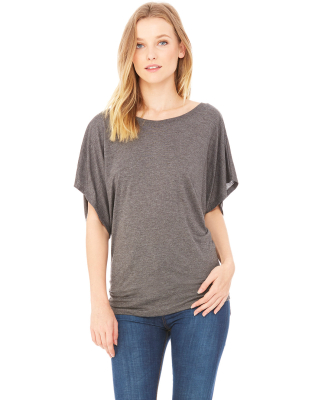 BELLA 8821 Womens Flowy Dolman Top in Dark grey heather