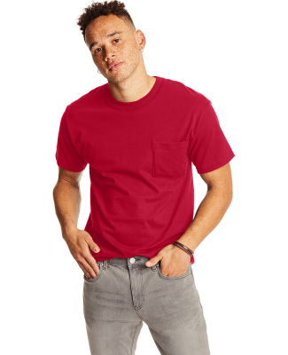 5190 Hanes® Beefy®-T with Pocket in Deep red