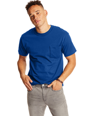5190 Hanes® Beefy®-T with Pocket in Deep royal