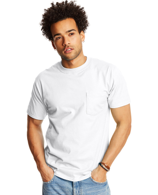 5190 Hanes® Beefy®-T with Pocket in White