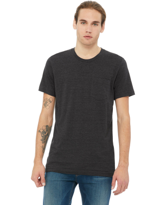 BELLA+CANVAS 3021 Unisex Cotton Pocket Tee in Dark grey heather