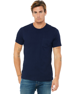 BELLA+CANVAS 3021 Unisex Cotton Pocket Tee in Navy