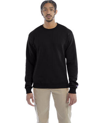S600 Champion Logo Double Dry Crewneck Pullover in Black