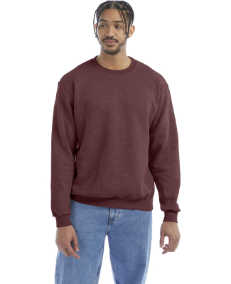 S600 Champion Logo Double Dry Crewneck Pullover in Maroon heather