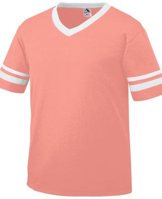 360 Augusta Sportswear Sleeve Stripe Jersey in Coral/ white