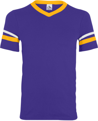 360 Augusta Sportswear Sleeve Stripe Jersey in Purple/ gold/ white