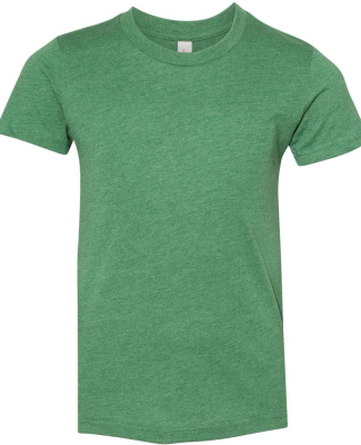 BELLA+CANVAS 3001Y Jersey Youth T-Shirt in Heather grass green