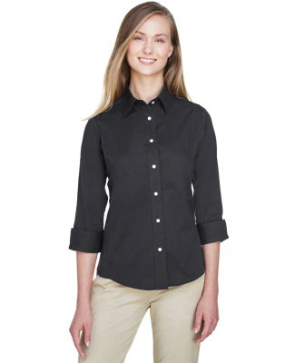 DP625W Devon & Jones Ladiesâ Three-Quarter-Sleev in Black