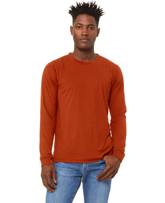 BELLA+CANVAS 3501 Long Sleeve T-Shirt in Brick triblend