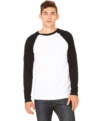 BELLA+CANVAS 3000 Hawthorne Baseball Tee in White/ black
