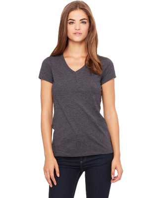 BELLA 6005 Womens V-Neck T-shirt in Dark grey heather