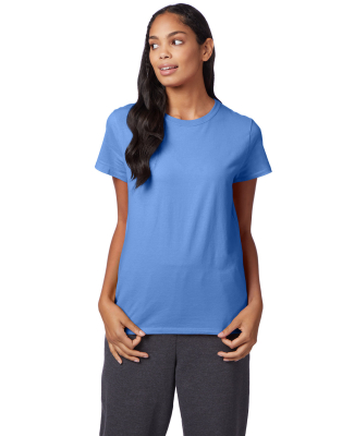 Hanes Ladies Nano T Cotton T Shirt SL04 in Carolina blue