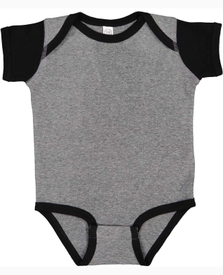 4400 Onsie Rabbit Skins® Infant Lap Shoulder Cree in Granite Heather/Black