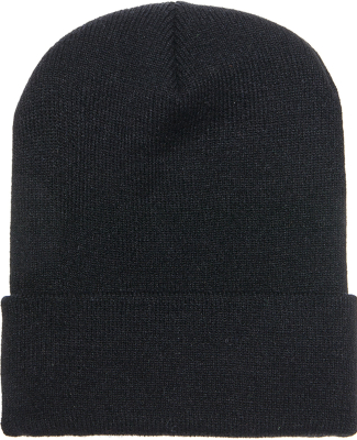 1501 Yupoong Heavyweight Cuffed Knit Cap in Black
