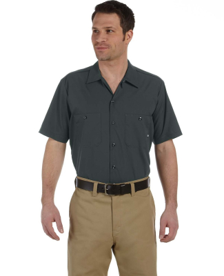 Dickies Short Sleeve Permanent Press Poplin Work S in Charcoal