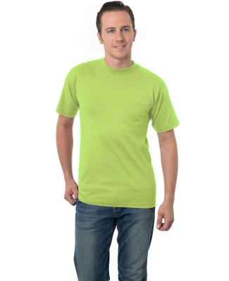 3015 Bayside Adult Union Made Cotton Pocket Tee in Lime Green