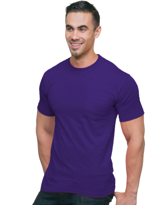 3015 Bayside Adult Union Made Cotton Pocket Tee in Purple