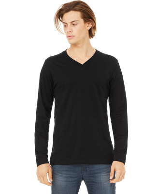BELLA+CANVAS 3425 Mens Tri-Blend Long Sleeve V-Nec in Black