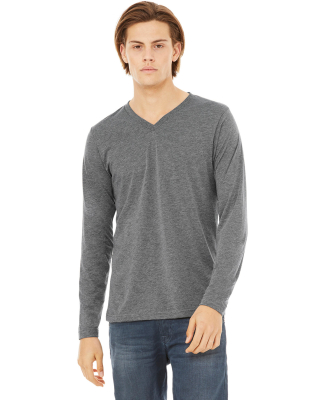 BELLA+CANVAS 3425 Mens Tri-Blend Long Sleeve V-Nec in Grey triblend