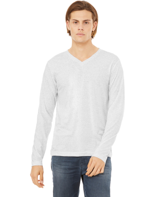 BELLA+CANVAS 3425 Mens Tri-Blend Long Sleeve V-Nec in White fleck triblend