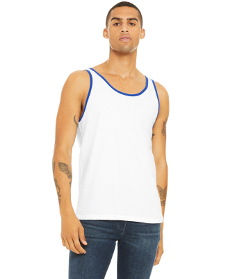 BELLA+CANVAS 3480 Unisex Cotton Tank Top in White/ true royal