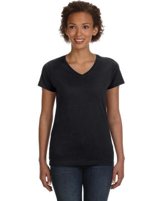 3507 LA T Ladies V-Neck Longer Length T-Shirt in Black