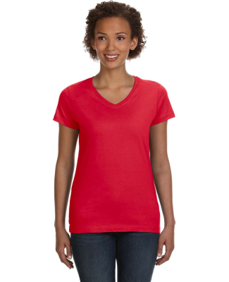 3507 LA T Ladies V-Neck Longer Length T-Shirt in Red
