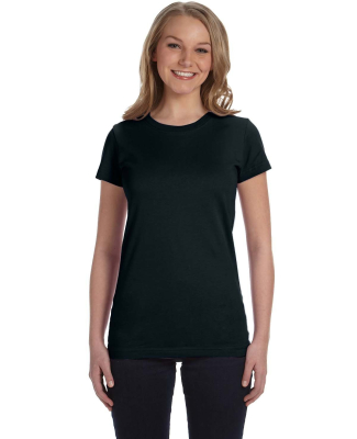 3616 LA T Juniors' Fine Jersey Longer Length T-Shi in Black