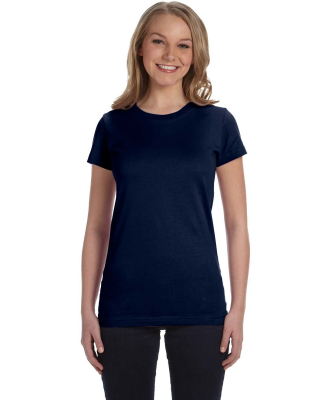 3616 LA T Juniors' Fine Jersey Longer Length T-Shi in Navy