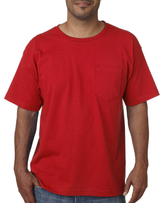 5070 Bayside Adult Short-Sleeve Cotton Tee with Po in Red