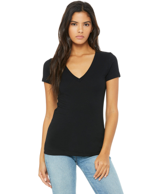 BELLA 6035 Womens Deep V-Neck T-shirt in Black