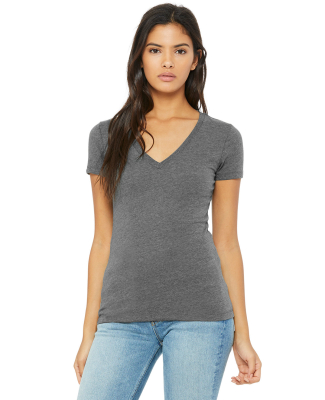 BELLA 6035 Womens Deep V-Neck T-shirt in Deep heather